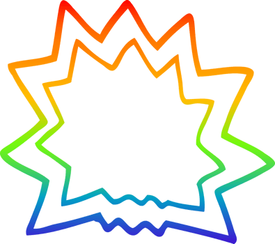 rainbow gradient line drawing of a cartoon explosion png