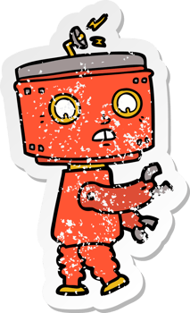 distressed sticker of a cartoon robot png