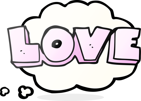 hand drawn thought bubble cartoon word love png