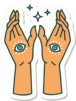 sticker of tattoo in traditional style of mystic hands png