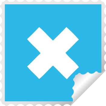 square peeling sticker cartoon of a multiplication symbol png