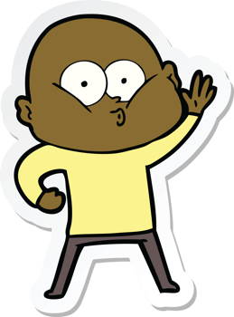 sticker of a cartoon bald man staring png