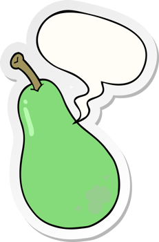cartoon pear with speech bubble sticker png