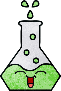 retro grunge texture cartoon of a science beaker png