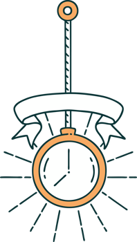 scroll banner with tattoo style gold pocket watch png
