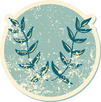 iconic distressed sticker tattoo style image of a laurel png