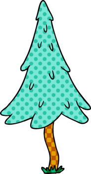 hand drawn cartoon doodle of woodland pine trees png
