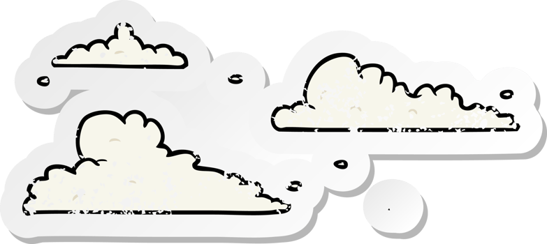 distressed sticker of a cartoon clouds png