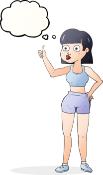 hand drawn thought bubble cartoon gym woman png