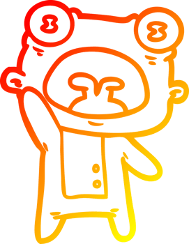 warm gradient line drawing of a cartoon weird alien waving png