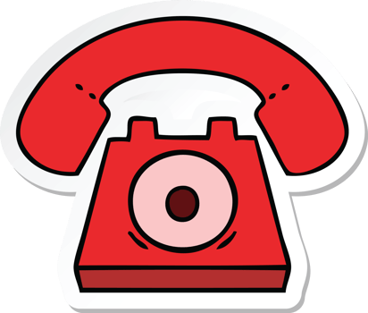 sticker of a cute cartoon red telephone png