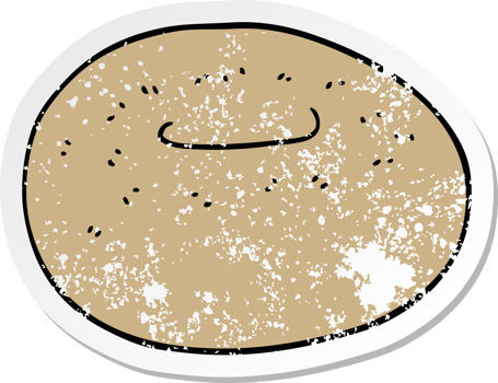distressed sticker of a cartoon donut png
