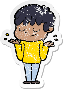 distressed sticker of a cartoon happy boy png