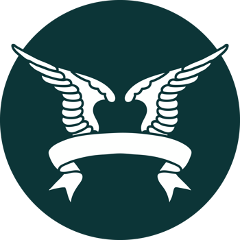 tattoo style icon with banner of a wing png