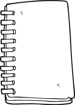 hand drawn black and white cartoon note book png