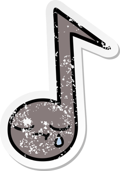 distressed sticker of a cute cartoon musical note png