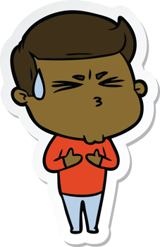 sticker of a cartoon man sweating png