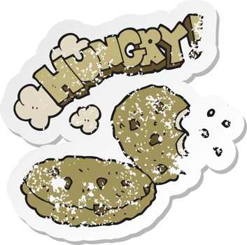 retro distressed sticker of a cartoon cookies png