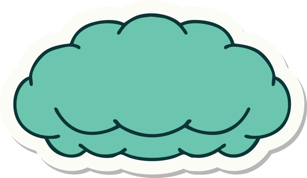 sticker of tattoo in traditional style of a grey cloud png