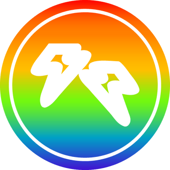 lightning bolts circular icon with rainbow gradient finish png