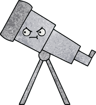 retro grunge texture cartoon of a telescope png