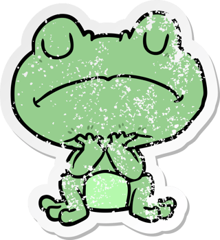 distressed sticker of a cartoon frog png