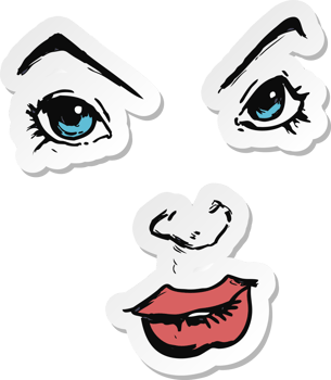 sticker of a cartoon comic book face png