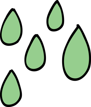 cartoon doodle green paint droplets png