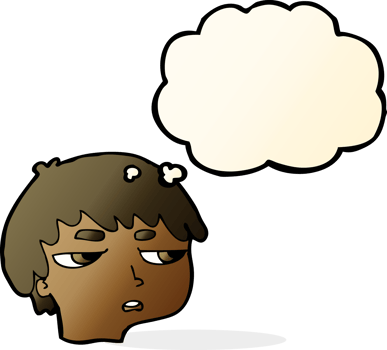 cartoon annoyed boy with thought bubble png
