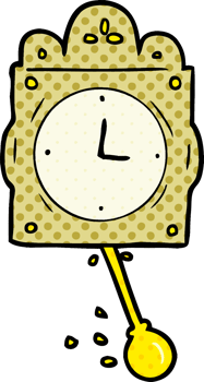 cartoon ticking clock with pendulum png