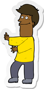 sticker of a cartoon man gesturing png