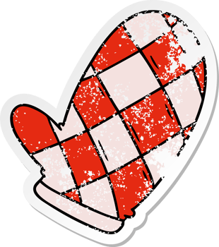 hand drawn distressed sticker cartoon doodle of an oven glove png