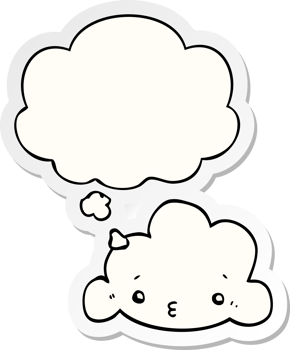 cute cartoon cloud with thought bubble as a printed sticker png