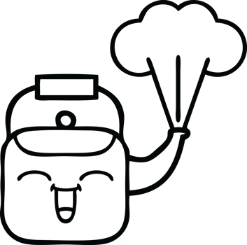 line drawing cartoon of a steaming kettle png