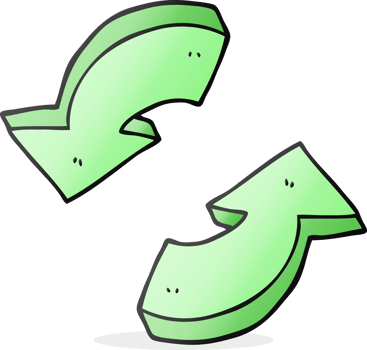 hand drawn cartoon recycling arrows png