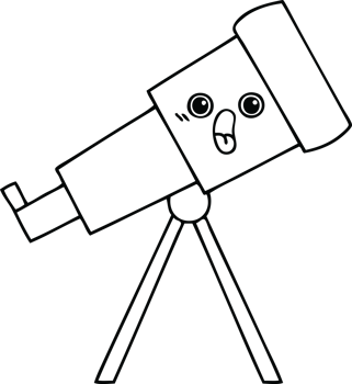 line drawing cartoon of a telescope png