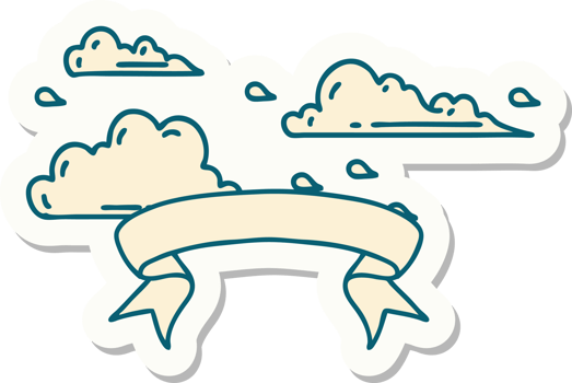 sticker of a tattoo style floating clouds png