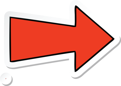 sticker of a quirky hand drawn cartoon arrow png