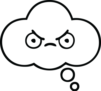 line drawing cartoon of a thought bubble png