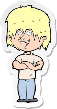 sticker of a cartoon happy man png