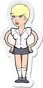 sticker of a cartoon woman with hands on hips png