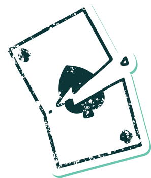 iconic distressed sticker tattoo style image of a torn card png