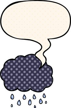 cartoon cloud raining with speech bubble in comic book style png
