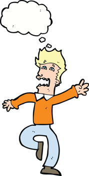 cartoon man panicking with thought bubble png