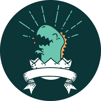 icon of a tattoo style hatching dinosaur png