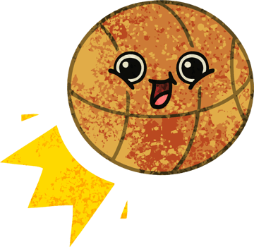 retro illustration style cartoon of a basketball png