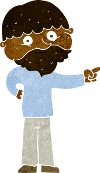 cartoon bearded man pointing png