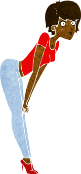 cartoon woman looking at something png