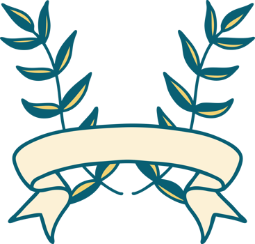 traditional tattoo with banner of a laurel png
