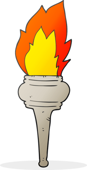 hand drawn cartoon flaming torch png